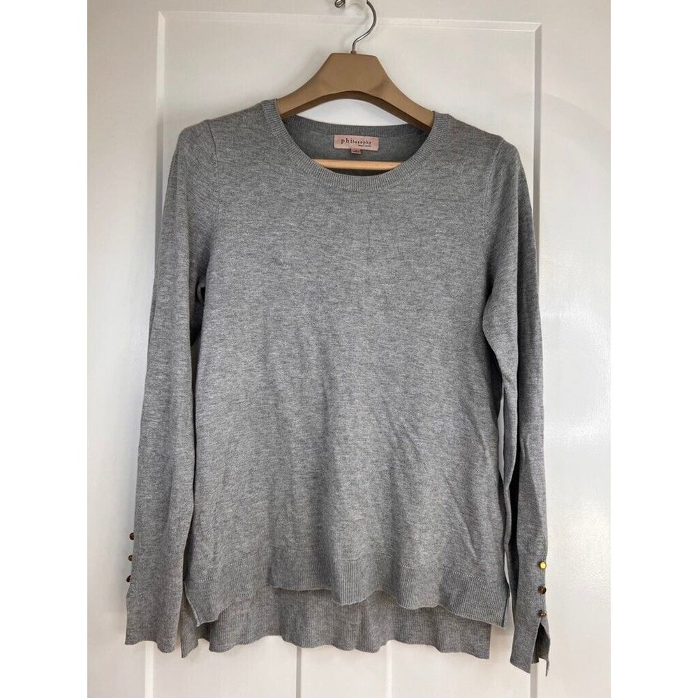 Philosophy Pullover Sweater Women's MEDIUM Gray Heathered Long Sleeve